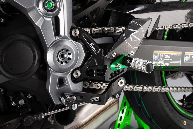 Pedane Regolabili Con Poggia Piedi Fissi per Kawasaki Naturale